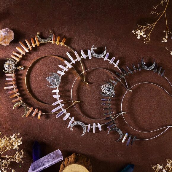 Goth Goddess Halo Crown Black Moon Star Headband Cosplay Festival Wedding main image 6